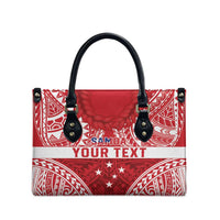 Personalised Toa Samoa Rugby Spirit Leather Bag Red Samoan Tribal Pattern - Polynesian Pride