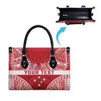 Personalised Toa Samoa Rugby Spirit Leather Bag Red Samoan Tribal Pattern - Polynesian Pride