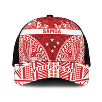 Personalised Toa Samoa Rugby Spirit Mesh Trucker Cap Red Samoan Tribal Pattern - Polynesian Pride