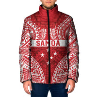 Personalised Toa Samoa Rugby Spirit Padded Jacket Red Samoan Tribal Pattern - Polynesian Pride