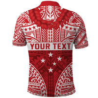 Personalised Toa Samoa Rugby Spirit Polo Shirt Red Samoan Tribal Pattern - Polynesian Pride