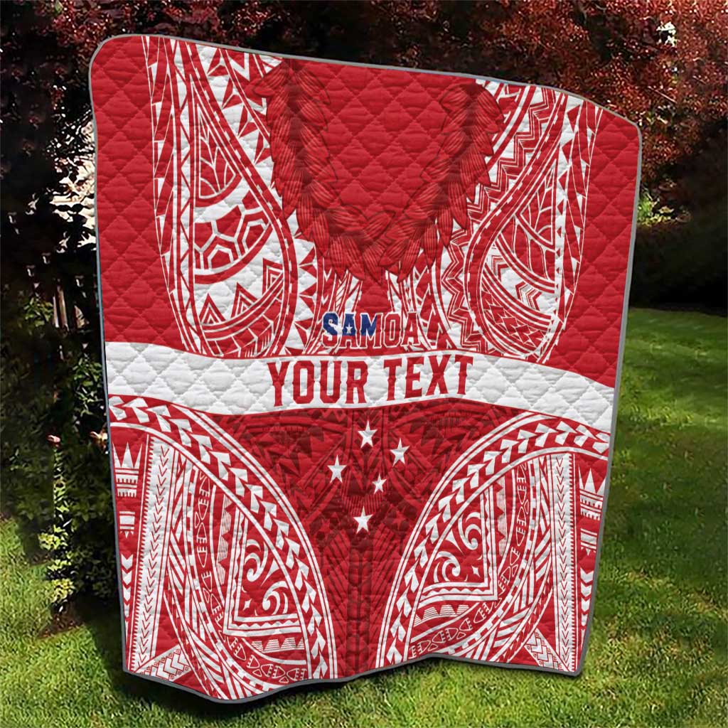 Personalised Toa Samoa Rugby Spirit Quilt Red Samoan Tribal Pattern - Polynesian Pride