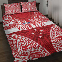 Personalised Toa Samoa Rugby Spirit Quilt Bed Set Red Samoan Tribal Pattern - Polynesian Pride