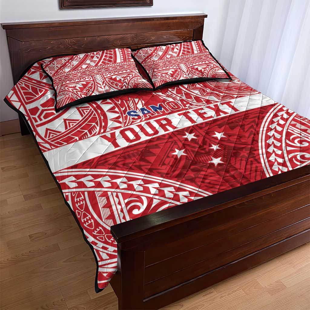 Personalised Toa Samoa Rugby Spirit Quilt Bed Set Red Samoan Tribal Pattern - Polynesian Pride
