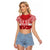Personalised Toa Samoa Rugby Spirit Raglan Cropped T Shirt Red Samoan Tribal Pattern - Polynesian Pride