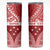 Personalised Toa Samoa Rugby Spirit Skinny Tumbler Red Samoan Tribal Pattern - Polynesian Pride