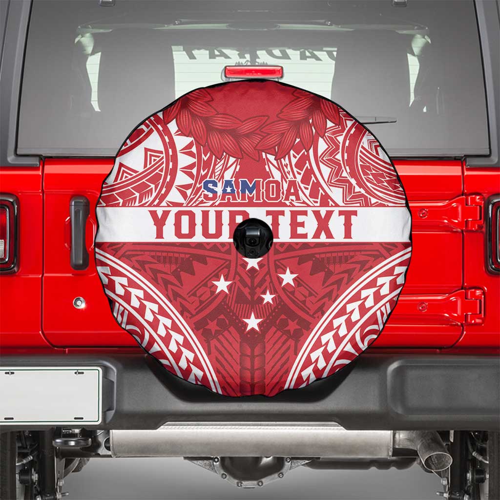 Personalised Toa Samoa Rugby Spirit Spare Tire Cover Red Samoan Tribal Pattern - Polynesian Pride