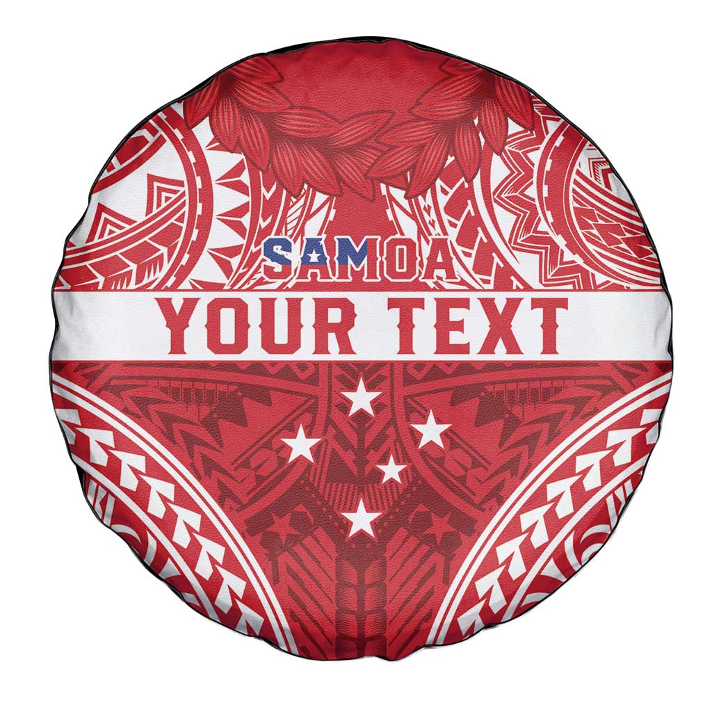 Personalised Toa Samoa Rugby Spirit Spare Tire Cover Red Samoan Tribal Pattern - Polynesian Pride