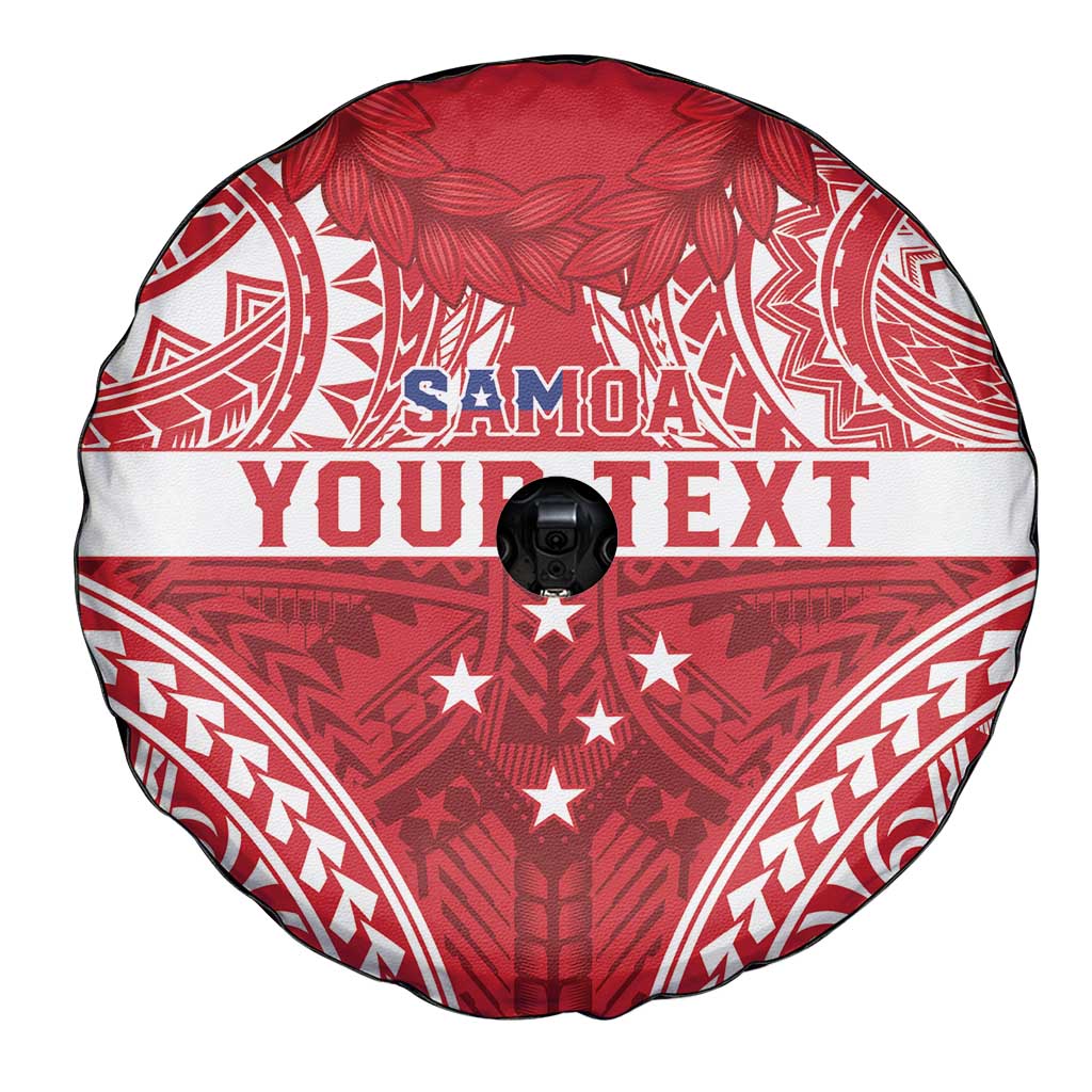 Personalised Toa Samoa Rugby Spirit Spare Tire Cover Red Samoan Tribal Pattern - Polynesian Pride