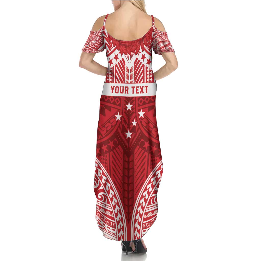 Personalised Toa Samoa Rugby Spirit Summer Maxi Dress Red Samoan Tribal Pattern - Polynesian Pride
