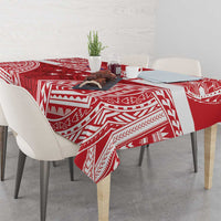 Personalised Toa Samoa Rugby Spirit Tablecloth Red Samoan Tribal Pattern - Polynesian Pride