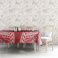 Personalised Toa Samoa Rugby Spirit Tablecloth Red Samoan Tribal Pattern - Polynesian Pride