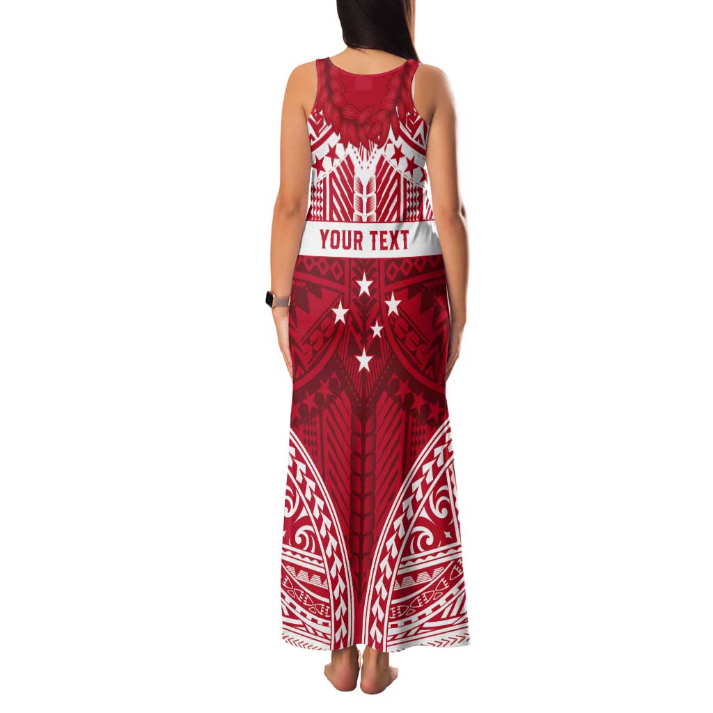 Personalised Toa Samoa Rugby Spirit Tank Maxi Dress Red Samoan Tribal Pattern - Polynesian Pride