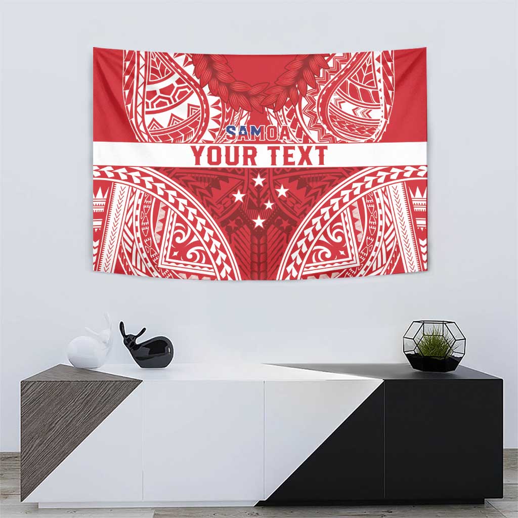 Personalised Toa Samoa Rugby Spirit Tapestry Red Samoan Tribal Pattern - Polynesian Pride