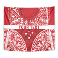 Personalised Toa Samoa Rugby Spirit Tapestry Red Samoan Tribal Pattern - Polynesian Pride