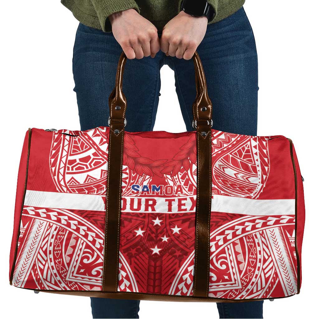 Personalised Toa Samoa Rugby Spirit Travel Bag Red Samoan Tribal Pattern - Polynesian Pride