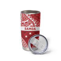 Personalised Toa Samoa Rugby Spirit Tumbler Cup Red Samoan Tribal Pattern - Polynesian Pride