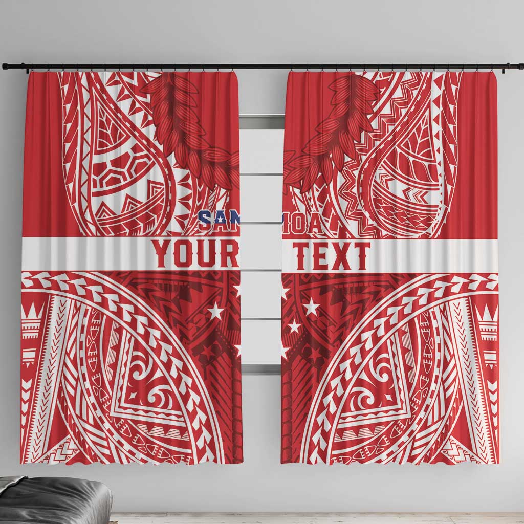Personalised Toa Samoa Rugby Spirit Window Curtain Red Samoan Tribal Pattern - Polynesian Pride