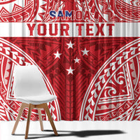 Personalised Toa Samoa Rugby Spirit Window Curtain Red Samoan Tribal Pattern - Polynesian Pride