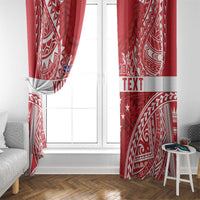 Personalised Toa Samoa Rugby Spirit Window Curtain Red Samoan Tribal Pattern - Polynesian Pride