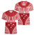 Personalised Toa Samoa Rugby Spirit Women V-Neck T-Shirt Red Samoan Tribal Pattern - Polynesian Pride