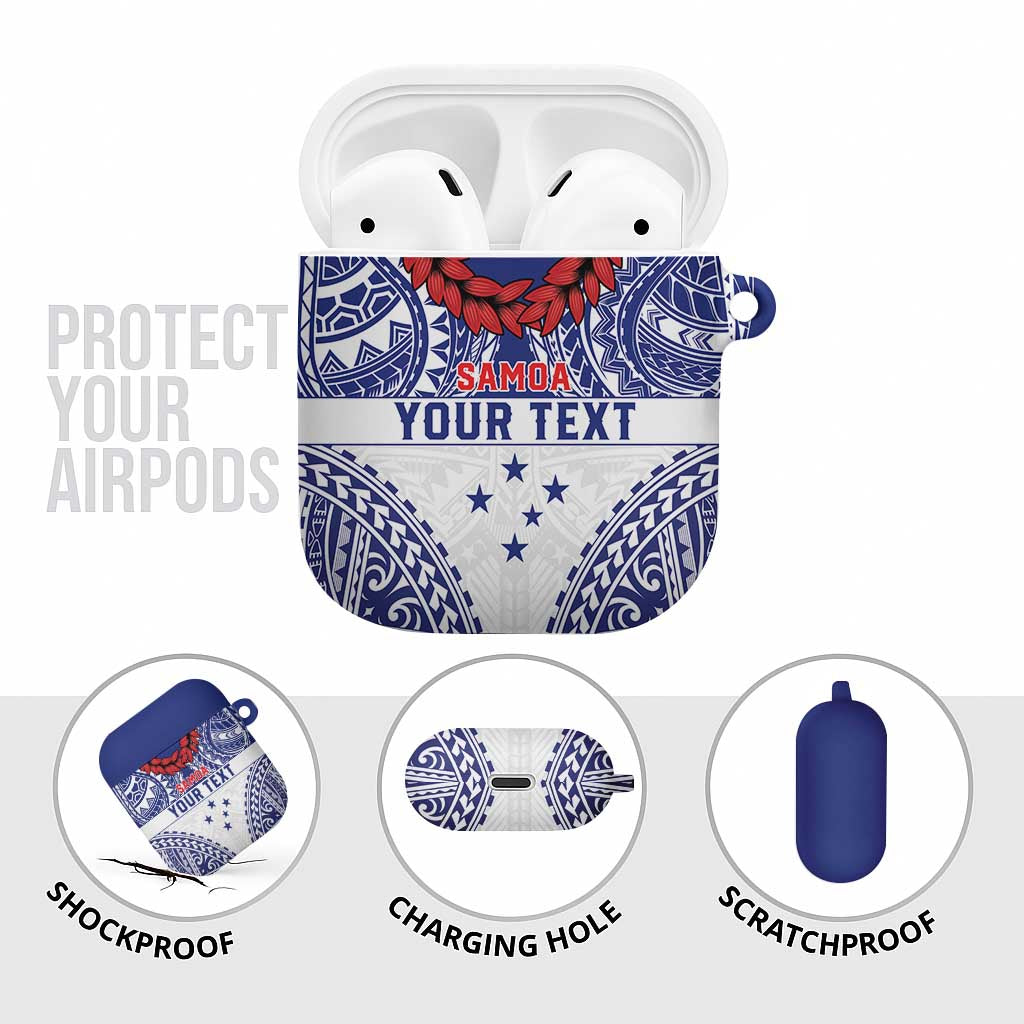 Personalised Toa Samoa Rugby Spirit AirPods Case White Samoan Tribal Pattern - Polynesian Pride