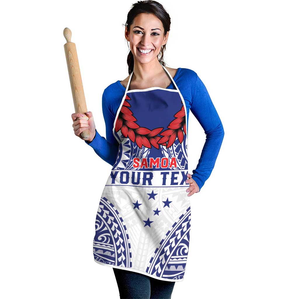 Personalised Toa Samoa Rugby Spirit Apron White Samoan Tribal Pattern - Polynesian Pride
