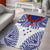 Personalised Toa Samoa Rugby Spirit Area Rug White Samoan Tribal Pattern - Polynesian Pride