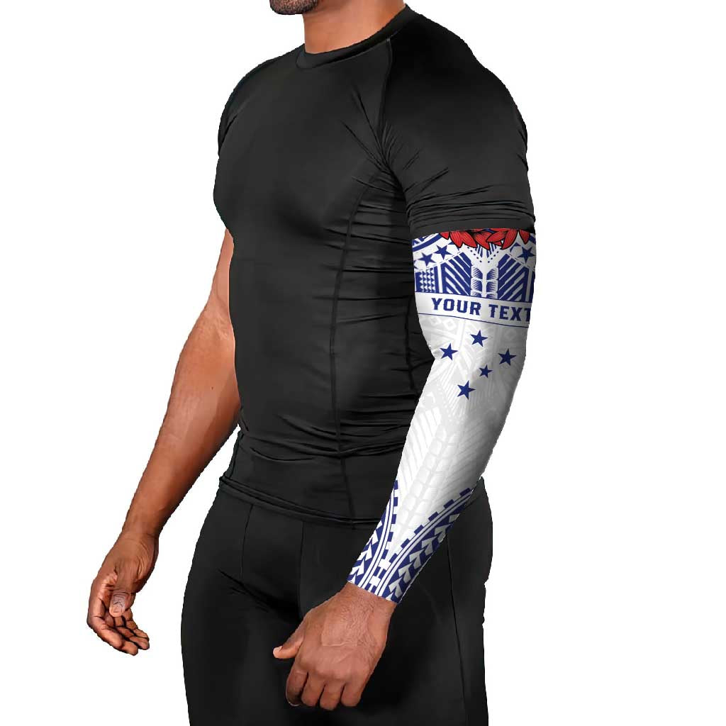 Personalised Toa Samoa Rugby Spirit Arm Sleeves White Samoan Tribal Pattern - Polynesian Pride