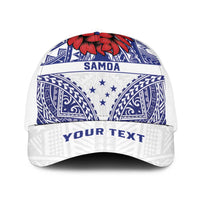 Personalised Toa Samoa Rugby Spirit Baseball Net Cap White Samoan Tribal Pattern - Polynesian Pride