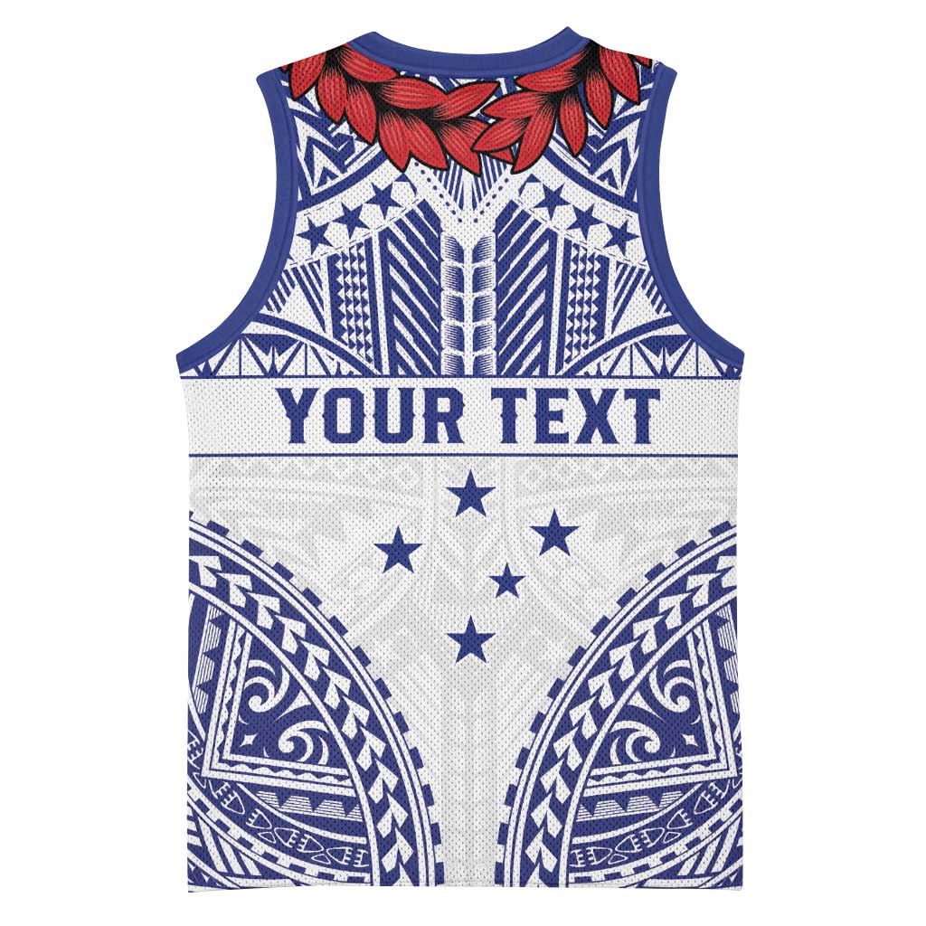 Personalised Toa Samoa Rugby Spirit Basketball Jersey White Samoan Tribal Pattern - Polynesian Pride