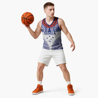 Personalised Toa Samoa Rugby Spirit Basketball Jersey White Samoan Tribal Pattern - Polynesian Pride