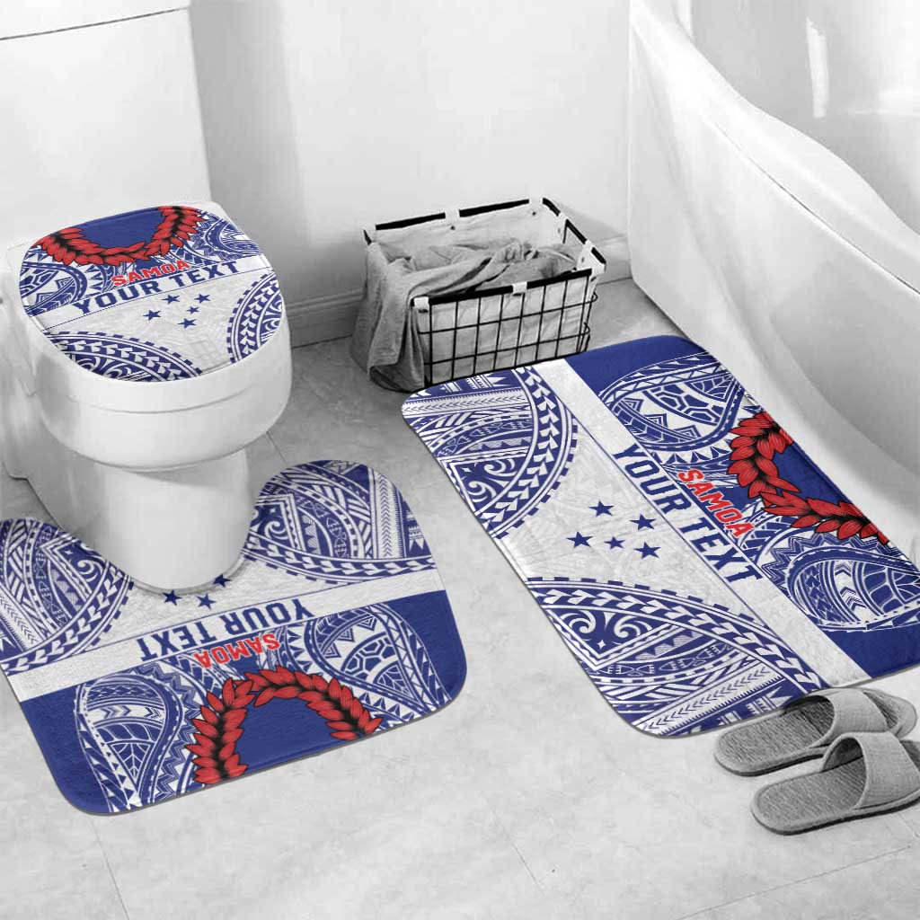 Personalised Toa Samoa Rugby Spirit Bathroom Set White Samoan Tribal Pattern - Polynesian Pride
