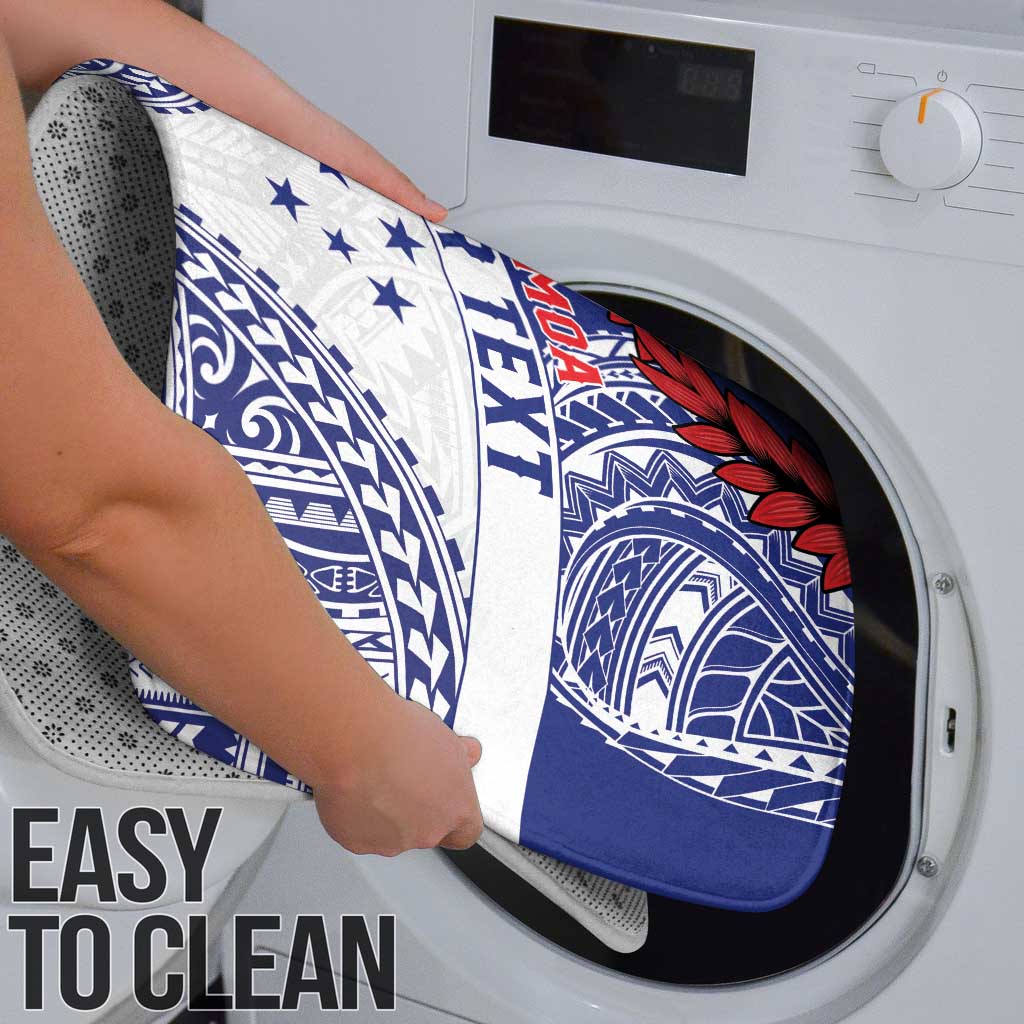 Personalised Toa Samoa Rugby Spirit Bathroom Set White Samoan Tribal Pattern - Polynesian Pride