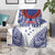 Personalised Toa Samoa Rugby Spirit Blanket White Samoan Tribal Pattern - Polynesian Pride