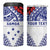 Personalised Toa Samoa Rugby Spirit 4 in 1 Can Cooler Tumbler White Samoan Tribal Pattern - Polynesian Pride