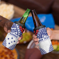 Personalised Toa Samoa Rugby Spirit 4 in 1 Can Cooler Tumbler White Samoan Tribal Pattern - Polynesian Pride