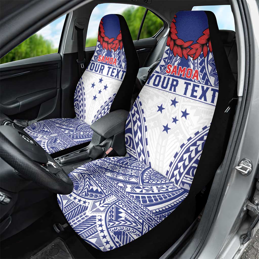 Personalised Toa Samoa Rugby Spirit Car Seat Cover White Samoan Tribal Pattern - Polynesian Pride