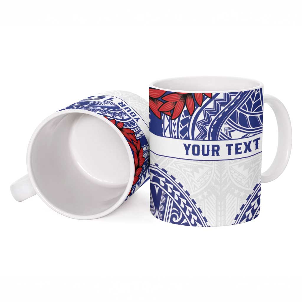 Personalised Toa Samoa Rugby Spirit Ceramic Mug White Samoan Tribal Pattern - Polynesian Pride
