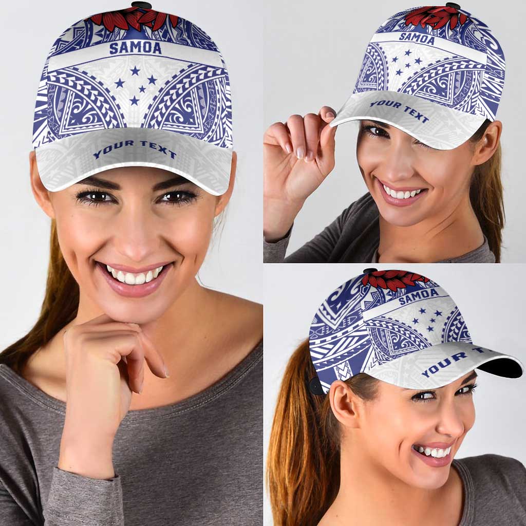 Personalised Toa Samoa Rugby Spirit Classic Cap White Samoan Tribal Pattern - Polynesian Pride