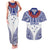 Personalised Toa Samoa Rugby Spirit Couples Matching Tank Maxi Dress and Hawaiian Shirt White Samoan Tribal Pattern - Polynesian Pride