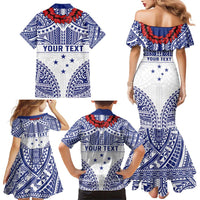 Personalised Toa Samoa Rugby Spirit Family Matching Mermaid Dress and Hawaiian Shirt White Samoan Tribal Pattern - Polynesian Pride