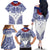 Personalised Toa Samoa Rugby Spirit Family Matching Off The Shoulder Long Sleeve Dress and Hawaiian Shirt White Samoan Tribal Pattern - Polynesian Pride