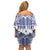 Personalised Toa Samoa Rugby Spirit Family Matching Off Shoulder Short Dress and Hawaiian Shirt White Samoan Tribal Pattern - Polynesian Pride