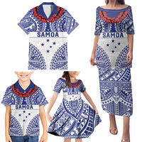 Personalised Toa Samoa Rugby Spirit Family Matching Puletasi and Hawaiian Shirt White Samoan Tribal Pattern - Polynesian Pride
