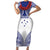 Personalised Toa Samoa Rugby Spirit Family Matching Short Sleeve Bodycon Dress and Hawaiian Shirt White Samoan Tribal Pattern - Polynesian Pride