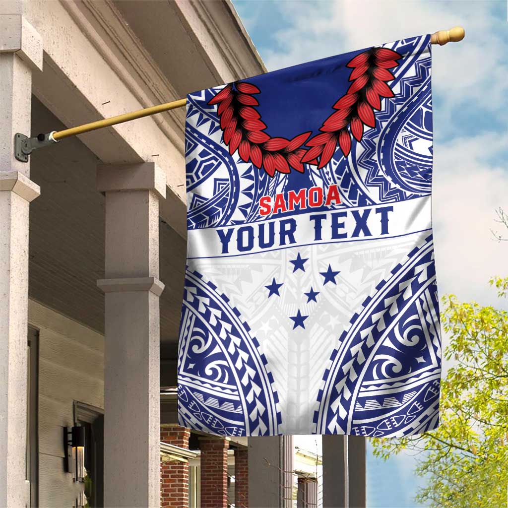 Personalised Toa Samoa Rugby Spirit Garden Flag White Samoan Tribal Pattern - Polynesian Pride