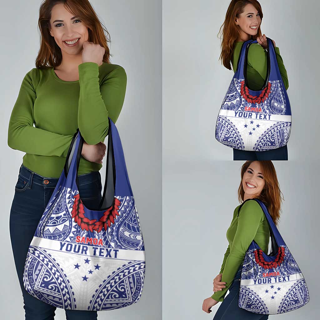 Personalised Toa Samoa Rugby Spirit Grocery Bag White Samoan Tribal Pattern - Polynesian Pride