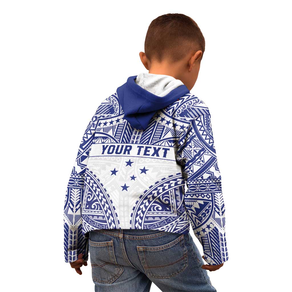Personalised Toa Samoa Rugby Spirit Kid Hoodie White Samoan Tribal Pattern - Polynesian Pride