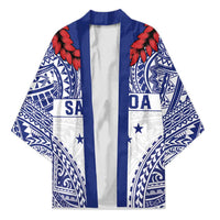 Personalised Toa Samoa Rugby Spirit Kimono White Samoan Tribal Pattern - Polynesian Pride